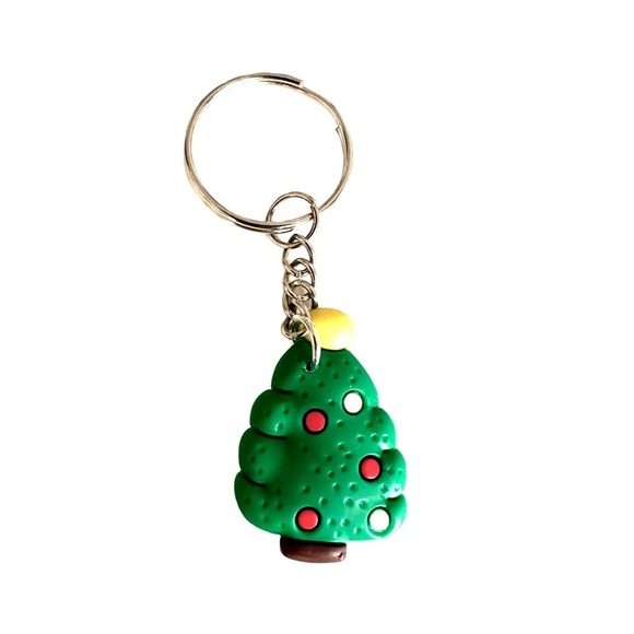 🔴 5 for $10 ONE Holiday Festive Christmas Tree Ring Key Chain - Picture 1 of 6